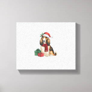Afghan Hound Hund jul Party Helgdag Santa D Canvastryck