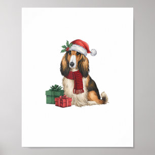 Afghan Hound Hund jul Party Helgdag Santa D Poster