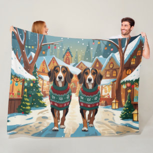 Afghan Hound Hund Jul Snö Holiday Fleecefilt