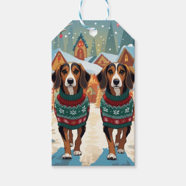 Afghan Hound Hund Jul Snö Holiday Presentetikett (Framsidan)