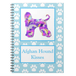 Afghan Hound Hund Kisses Silhouette Blue PPY&B Anteckningsbok