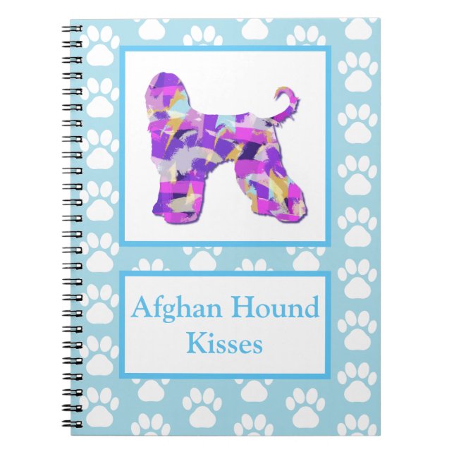 Afghan Hound Hund Kisses Silhouette Blue PPY&B Anteckningsbok (Framsidan)