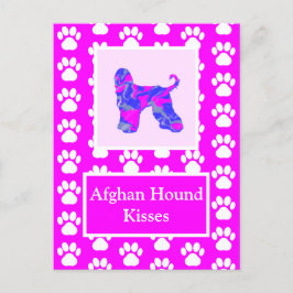 Afghan Hound Hund Kisses Silhouette Cute P&B Vykort