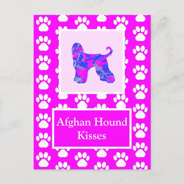 Afghan Hound Hund Kisses Silhouette Cute P&B Vykort (Framsida)