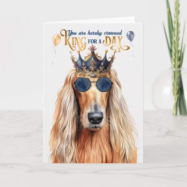 Afghan Hound Hund Kung för Day Funny Birthday Kort (Framsida)