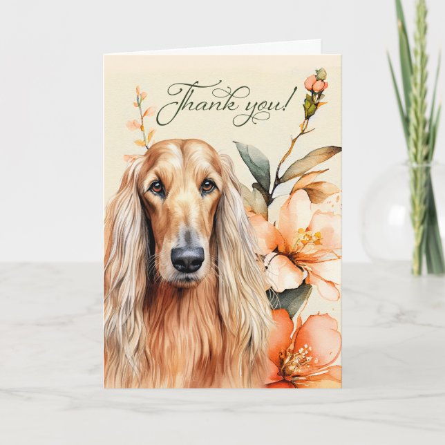Afghan Hound Hund med Peach Lilies Tack Kort (Framsida)