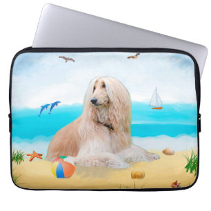 Afghan Hound Hund on Beach Laptop Fodral