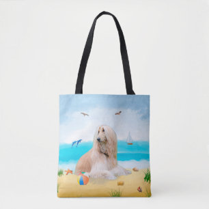 Afghan Hound Hund on Beach Tygkasse