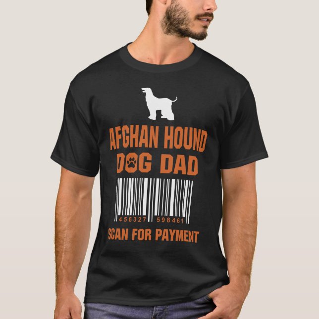 Afghan Hound Hund Pappa Scan for Payment Funny Gif T Shirt (Framsida)