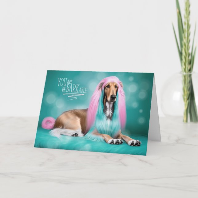 Afghan Hound Hund reBARKable Funny Birthday Kort (Framsida)