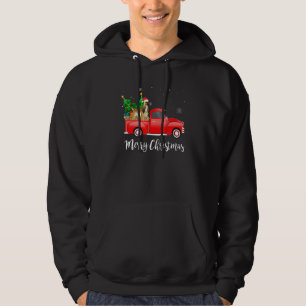 Afghan Hound Hund Riding Red Lastbil jul Hoodie