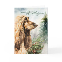 Afghan Hound Hund Season's Greetings Woodland