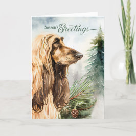 Afghan Hound Hund Season's Greetings Woodland Helgkort