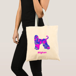 Afghan Hound Hund Shock rosa och Blue Tygkasse