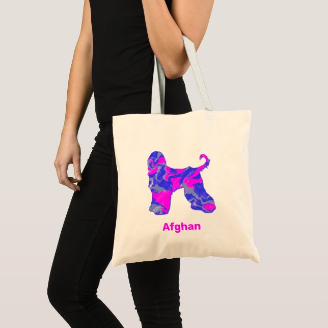 Afghan Hound Hund Shock rosa och Blue Tygkasse (Framsida (produkt))