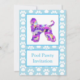 Afghan Hound Hund Silhouette Bassäng Pawty Blue PP Inbjudningar