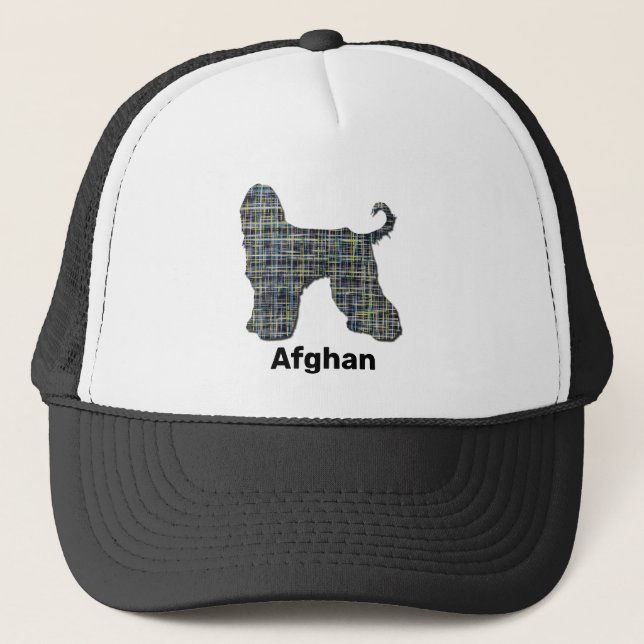 Afghan Hound Hund Silhouette Grid Anpassningsbar Keps (Framsida)