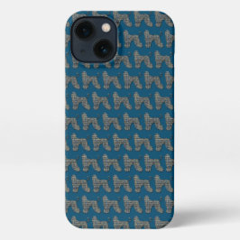 Afghan Hound Hund Silhouette Grid Blue