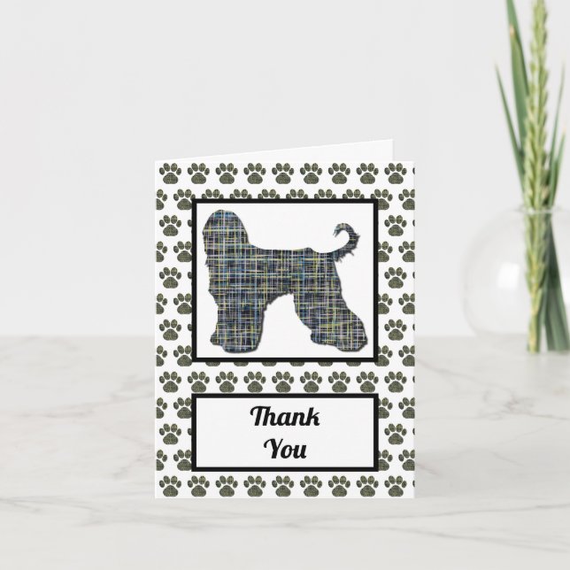 Afghan Hound Hund Silhouette Grid Tack Kort (Framsida)