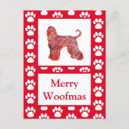 Afghan Hound Hund Silhouette Red God jul Vykort