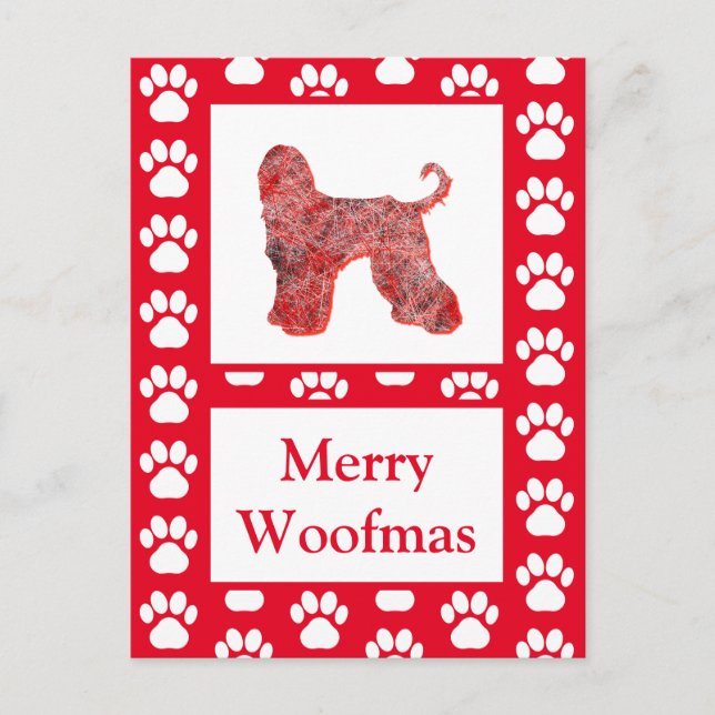 Afghan Hound Hund Silhouette Red God jul Vykort (Framsida)