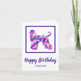 Afghan Hound Hund Silhouette Rosa Lila Birthday Kort