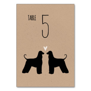 Afghan Hound Hund Silhouettes Wedding Reception Bordsnummer