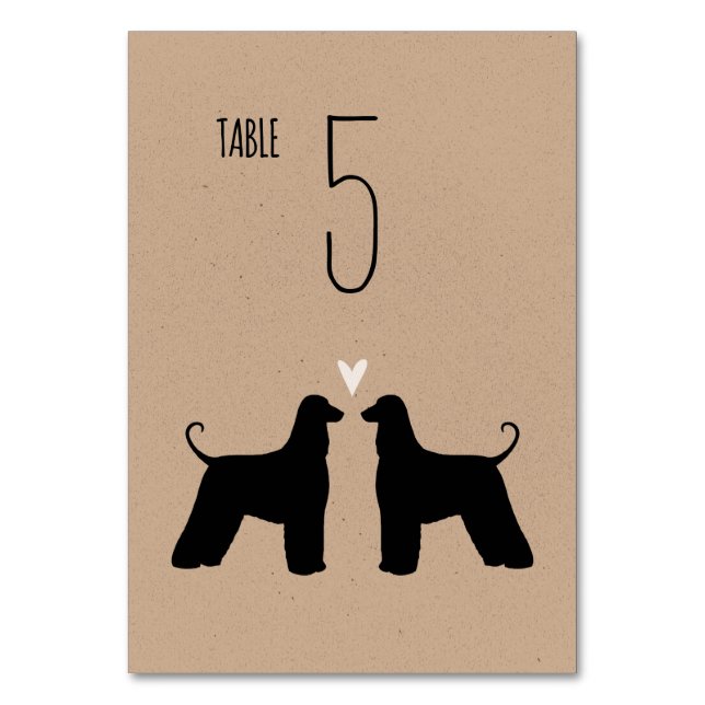 Afghan Hound Hund Silhouettes Wedding Reception Bordsnummer (Framsidan)