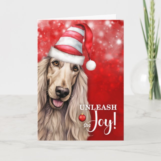Afghan Hound Hund Släpp lös glädjen jul Helgkort (Framsida)