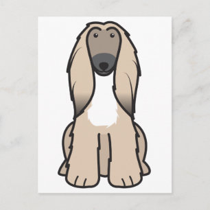 Afghan Hound Hund Tecknad Vykort
