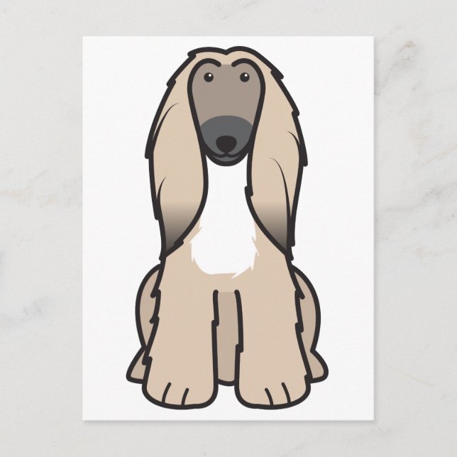 Afghan Hound Hund Tecknad Vykort (Framsida)