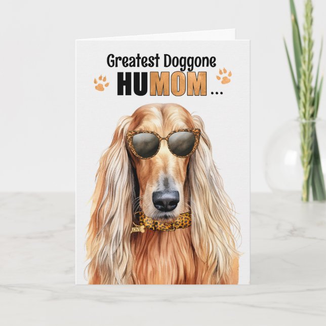 Afghan Hound Hund Underbarare HuMOM Mors dag Helgkort (Framsida)