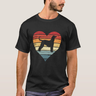 Afghan Hound Hund Vintage Retro Heart Mamma Pappa T Shirt