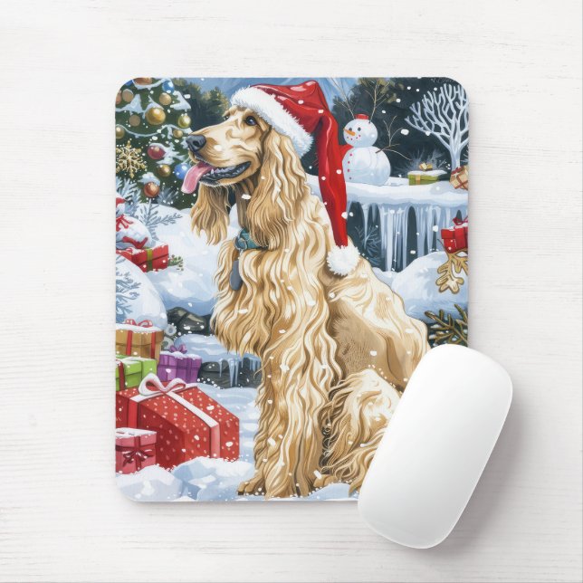 Afghan Hound Hund Winter Wonderland jul Joy Musmatta (Med mus)