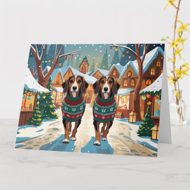 Afghan Hound Hundar jul, Snö Helgdag Kort (Gul blomma)