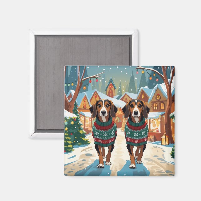 Afghan Hound Hundar Jul Snö Högtid Magnet (Front/Back)