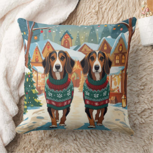 Afghan Hound Hundar Jul Snö Holiday Kudde