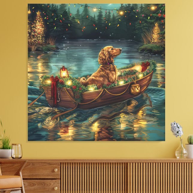 Afghan Hound Jul Festlig resa Canvastryck (Insitu (Vardagsrum))