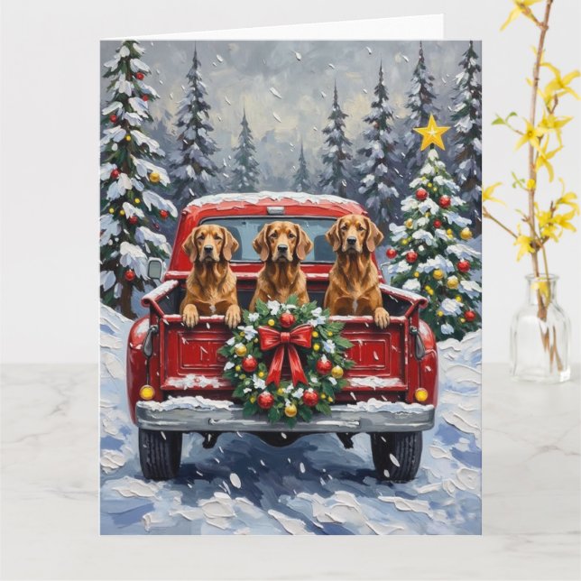 Afghan Hound Jul Röd Lastbil Holiday Kort (Gul blomma)