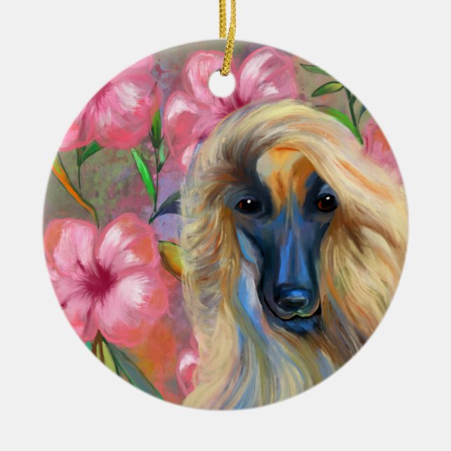 Afghan Hound    Julgransprydnad Keramik (Framsidan)