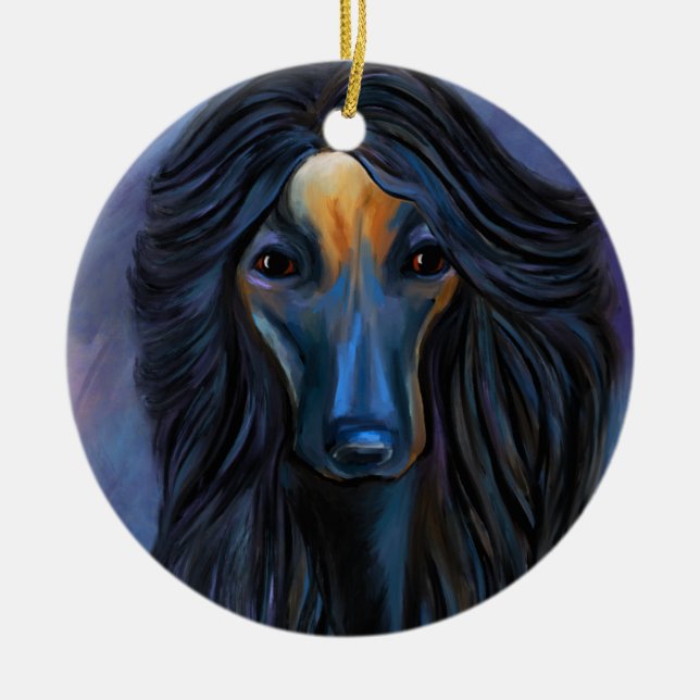 Afghan Hound Julgransprydnad Keramik (Framsidan)