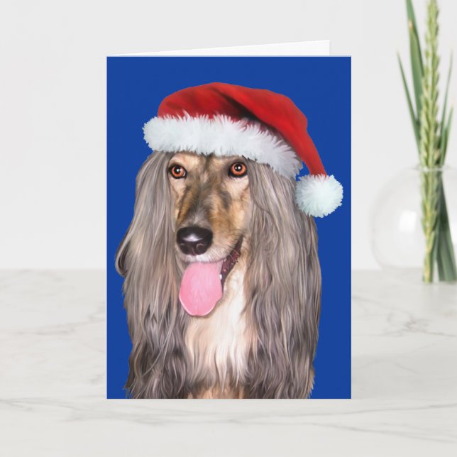 Afghan Hound Jultomten - Anpassat Helgkort (Framsida)