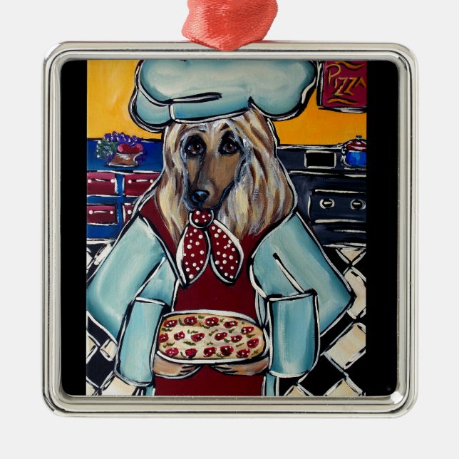 AFGHAN HOUND KOCK JULGRANSPRYDNAD METALL (Framsidan)