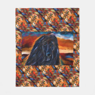 Afghan Hound Kokopelli Art Painting Fleecefilt