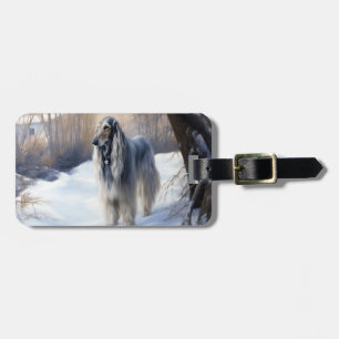 Afghan Hound Låt det snö jul Bagagebricka