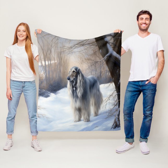 Afghan Hound Låt det snöa jul Fleecefilt (På plats)