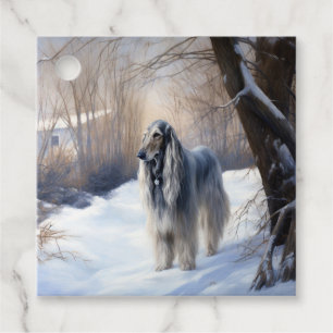 Afghan Hound Låt det snöa jul Gåvor Etiketter