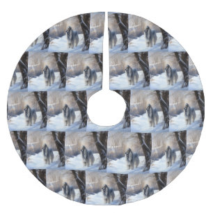 Afghan Hound Låt det snöa jul Julgransmatta Borstad Polyester