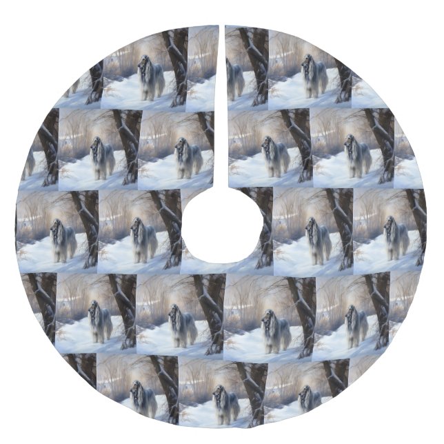 Afghan Hound Låt det snöa jul Julgransmatta Borstad Polyester (Framsidan)