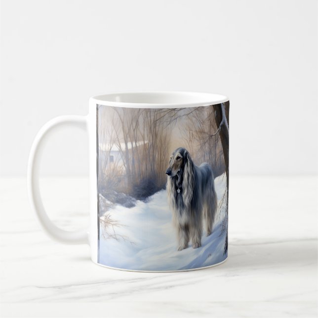 Afghan Hound Låt det snöa jul Kaffemugg (Vänster)